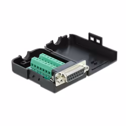 DeLOCK Adattatore D-Sub15 femmina per morsettiera con custodia, serial Sub-D15, 16 pin terminal block, Nero