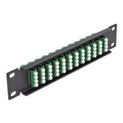 DeLOCK Pannello patch da 10″ in fibra ottica a 12 porte per LC Quad verde 1U nero