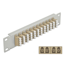 DeLOCK Pannello patch da 10″ in fibra ottica a 12 porte per LC Quad beige 1U grigio