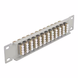 DeLOCK Pannello patch da 10″ in fibra ottica a 12 porte per LC Quad beige 1U grigio