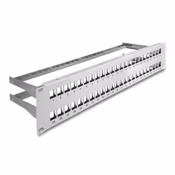 DeLOCK Pannello Patch da 19″ Keystone a 48 porte con scarico della trazione 2U grigio, Grigio, Metallo, 2U, 482 mm, 151 mm, 8 ...