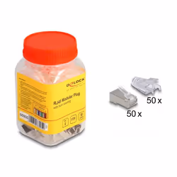 DeLOCK Spina modulare RJ45 con apertura frontale (connessione facile) Cat.6 e protezione antipiega 50 pezzi set 75