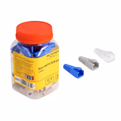 DeLOCK Fermacavo per RJ45 maschio tagliabile set 50 pezzi colorati, RJ45, Blu, Trasparente, Bianco, Maschio, Dritto, ABS, Clo ...