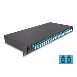 DeLOCK Scatola di giunzione da 19″ per fibra ottica 24 x LC Duplex OM3 1U completamente assemblata, Nero, Metallo, 482 mm, 22 ...