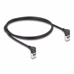 DeLOCK Cavo di rete RJ45 Cat.6A S/FTP Slim da 90° angolato verso l'alto / verso l'alto 1 m nero, 1 m, Cat6a, S/FTP (S-STP), R ...