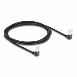 DeLOCK Cavo di rete RJ45 Cat.6A S/FTP Slim da 90° verso il basso / angolato verso il basso 2 m nero, 2 m, Cat6a, S/FTP (S-STP ...