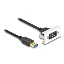 DeLOCK Modulo Easy 45 SuperSpeed USB (USB 3.2 Gen 1) USB Tipo-A femmina per USB Tipo-A maschio con cavo corto, 22,5 x 45 mm