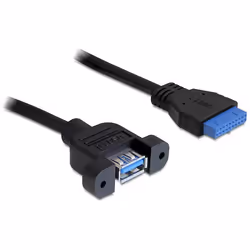 DeLOCK 0.5m USB 3.0 F/F, 0,5 m, USB A, IDC, Nero