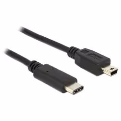 DeLOCK 0.5m, USB2.0-C/USB2.0 Mini-B, 0,5 m, Mini-USB B, USB C, USB 2.0, Maschio/Maschio, Nero