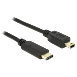 DeLOCK 2m, USB2.0-C/USB2.0 Mini-B cavo USB Mini-USB B USB C Nero