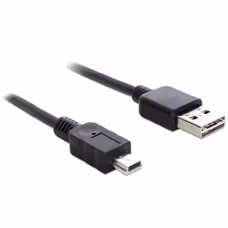 DeLOCK 5m USB 2.0 A - mini USB m/m, 5 m, USB A, Mini-USB A, USB 2.0, Maschio/Maschio, Nero