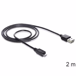 DeLOCK EASY-USB 2.0-A - USB 2.0 micro-B, 2m cavo USB USB A Micro-USB B Nero