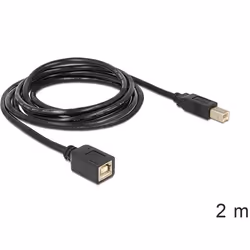 DeLOCK USB2.0-B - USB2.0-B, 2m, 2 m, USB B, USB B, USB 2.0, Maschio/Femmina, Nero