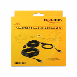 DeLOCK 20m, USB2.0-A - USB2.0-B cavo USB USB A USB B Nero