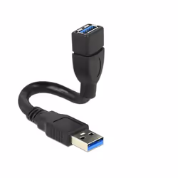 DeLOCK 0.15m 2xUSB3.0-A, 0,15 m, USB A, USB A, USB 3.2 Gen 1 (3.1 Gen 1), Maschio/Femmina, Nero