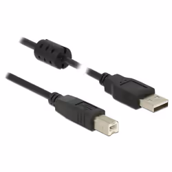 DeLOCK 0.5m, USB 2.0-A/USB 2.0-B, 0,5 m, USB A, USB B, USB 2.0, Maschio/Maschio, Nero