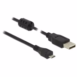 DeLOCK 2m, USB 2.0-A/USB 2.0 Micro-B, 2 m, USB A, Micro-USB B, USB 2.0, Maschio/Maschio, Nero