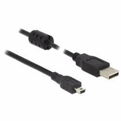 DeLOCK 1.5m, USB 2.0-A/USB 2.0 Mini-B, 1,5 m, USB A, Mini-USB B, USB 2.0, Maschio/Maschio, Nero