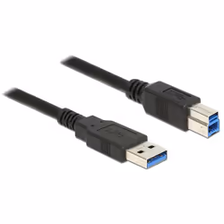 DeLOCK 85070, 5 m, USB A, USB B, USB 3.2 Gen 1 (3.1 Gen 1), Maschio/Maschio, Nero