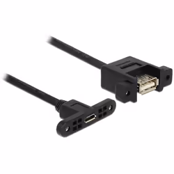 DeLOCK USB 2.0 Micro-B/A, 0.25m, 0,25 m, Micro-USB B, USB A, USB 2.0, Femmina/Femmina, Nero