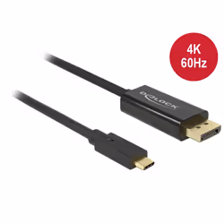 DeLOCK 85256, 2 m, USB tipo-C, DisplayPort, Maschio, Maschio, Oro