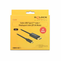 DeLOCK 85256 cavo e adattatore video 2 m USB tipo-C DisplayPort Nero