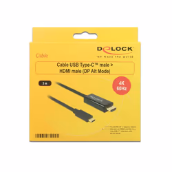 DeLOCK 85292 cavo e adattatore video 3 m USB tipo-C HDMI Nero