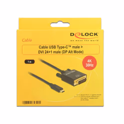 DeLOCK 1m, USB-C/DVI 24+1 adattatore grafico USB 3840 x 2160 Pixel Nero