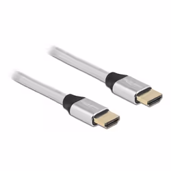 DeLOCK Cavo HDMI ad altissima velocità 48 Gbps 8K 60 Hz da argento 0,5 m certificato, 0,5 m, HDMI tipo A (Standard), HDMI tip ...