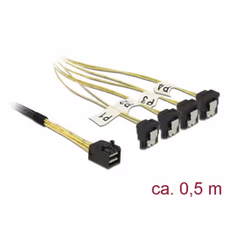 DeLOCK 85684, 0,5 m, 1 x Mini SAS HD SFF-8643, 4 x SATA 7 pin, Maschio, Maschio, Dritto