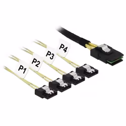 DeLOCK 85800, Nero, 0,5 m, Mini SAS SFF-8087, 4x SATA 7pin, Maschio, Femmina