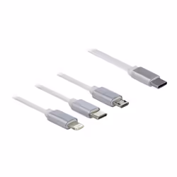 DeLOCK Cavo di ricarica retrattile USB Type-C 3 in 1 per Lightning / Micro USB / Micro USB / USB Type-C bianco - Vista aggiuntiva 3