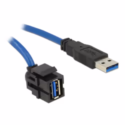 DeLOCK Modulo Keystone USB 3.0 A femmina 250° > USB 3.0 A maschio con 1,5 m cavo, Ad angolo, Nero, Blu, USB A, USB A, Femmina ...