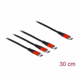 DeLOCK Cavo di ricarica USB 3 in 1 USB Type-C a 3 x USB Type-C da 30 cm nero / rosso
