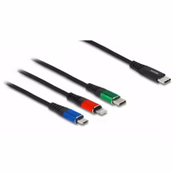 DeLOCK Cavo di ricarica USB 3 in 1 USB Type-C a Lightning / Micro USB / USB Type-C da 30 cm, 0,3 m, USB C, USB C/Micro-USB B/ ...