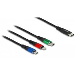 DeLOCK Cavo di ricarica USB 3 in 1 USB Type-C a Lightning / Micro USB / USB Type-C da 30 cm