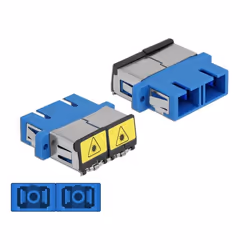 DeLOCK Accoppiatore in fibra ottica con protezione laser flip SC Duplex femmina per SC Duplex femmina monomodale blu