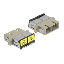 DeLOCK Accoppiatore in fibra ottica con protezione laser flip SC Duplex femmina per SC Duplex femmina multimodale beige