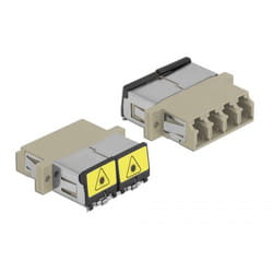 DeLOCK Accoppiatore in fibra ottica con protezione laser flip LC Quad femmina per LC Quad femmina multimodale beige