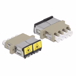 DeLOCK Accoppiatore in fibra ottica con protezione laser flip LC Quad femmina per LC Quad femmina multimodale beige