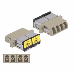 DeLOCK Accoppiatore in fibra ottica con protezione laser flip LC Quad femmina per LC Quad femmina multimodale beige