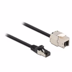 DeLOCK Cavo RJ45 maschio a modulo Keystone RJ45 femmina Cat.6A 5 m nero, Piatto, Nero, RJ-45, RJ-45, Maschio, Femmina