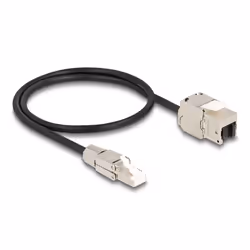 DeLOCK Cavo RJ45 maschio assemblato in campo a modulo Keystone RJ45 femmina Cat.6A da 50 cm, 0,5 m, Cat6a, S/FTP (S-STP), RJ- ...