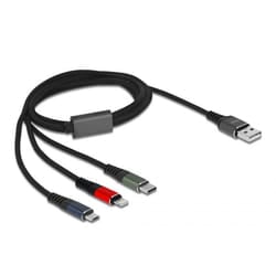 DeLOCK Cavo di ricarica USB 3 in 1 Tipo-A a Lightning / Micro USB / USB Type-C da 1 m a 3 colori
