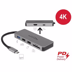 DeLOCK 87743 replicatore di porte e docking station per laptop USB 3.2 Gen 1 (3.1 Gen 1) Type-C Grigio - Vista aggiuntiva 5