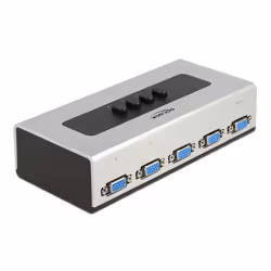 DeLOCK Switch VGA manuale bidirezionale a 4 porte, VGA, Plastica, 60 Hz, 1920 x 1080 Pixel, Full HD, 180,5 mm