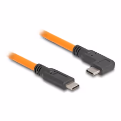 DeLOCK Cavo USB 5 Gbps da USB Type-C maschio per USB Type-C maschio con angolazione a 90° per riprese in tethering da 1 m arancione