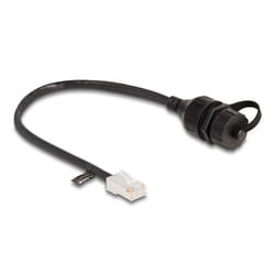 DeLOCK Cavo da RJ45 maschio a RJ45 femmina da incasso con cappuccio di tenuta Cat.5e FTP IP68 antipolvere e impermeabile da 25 cm nero