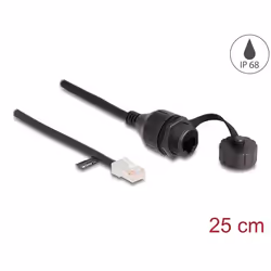 DeLOCK Cavo da RJ45 maschio a RJ45 femmina da incasso con cappuccio di tenuta Cat.5e FTP IP68 antipolvere e impermeabile da 25 cm nero