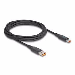 DeLOCK Cavo per Dati e Ricarica Rapida USB 2.0 da USB Type-C + USB Tipo-A maschio per USB Type-C maschio PD 3.1 140 W con indicazione di potenza da 1,20 m